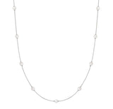 Silver Shell Pearl Station Chain Necklace