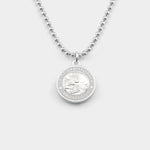 Medium St. Christopher Surf Necklace, Silver/White