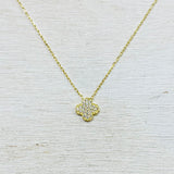 Sterling Silver CZ Clover Necklace