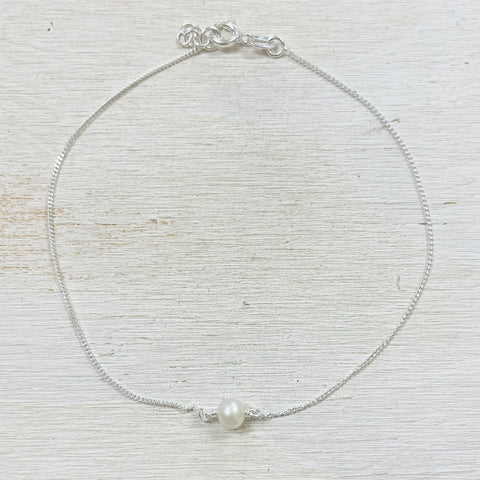 Sterling Silver Pearl Anklet