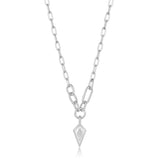 Silver Sparkle Drop Pendant Chunky Chain Necklace