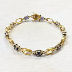 Sterling Silver Estate Gold Plated Purple Stone Bracelet