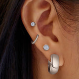 Ania Haie Silver Small Pave Disc Stud Earrings