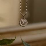 Small St. Christopher Surf Necklace, Silver/White