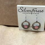 Silver Forest Pink Stone Earrings