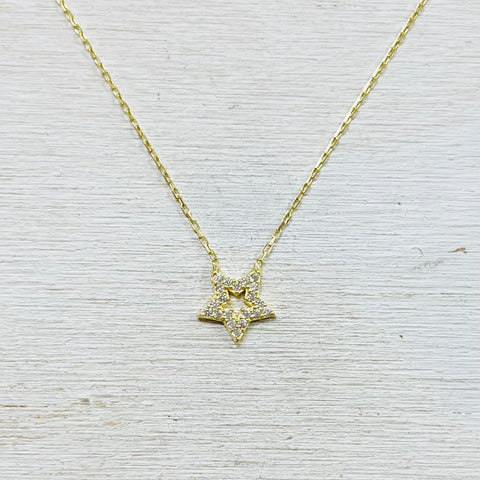 Sterling Silver CZ Star Necklace