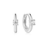 Silver Solitaire CZ Mini Huggies