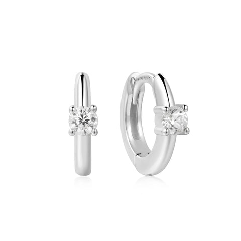 Silver Solitaire CZ Mini Huggies