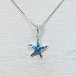 Sterling Silver Created Opal Starfish Necklace