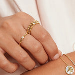 Gold Half Round CZ Ring- Size 7