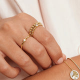 Gold Half Round CZ Ring- Size 7