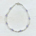 Sterling Silver Freshwater Pearl with Lavender Crystal Bracelet