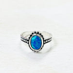 Sterling Silver Created Blue Opal Ring