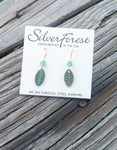 Silver Forest Green Textured Earrings