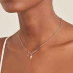 Silver Sparkle Drop Pendant Chunky Chain Necklace