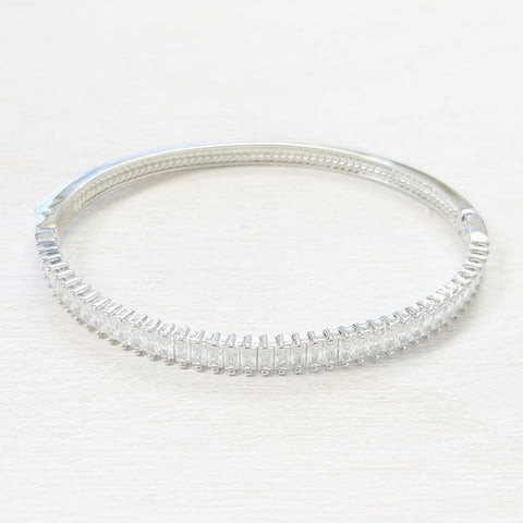 Fashion Silver Tone CZ Bangle