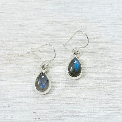 Sterling Silver Labradorite Teardrop Earrings