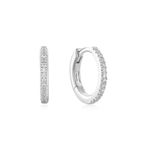 Silver Classic Pavé Huggies
