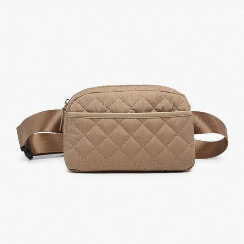 Caroline Taupe Quilted Belt Bag