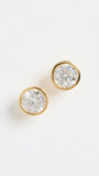 Sterling Silver CZ Bezel Set Stud Earrings