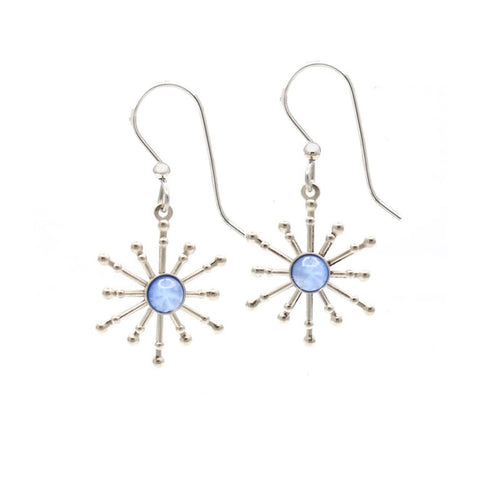 Silver Forest Christmas Snowflake Burst Earrings