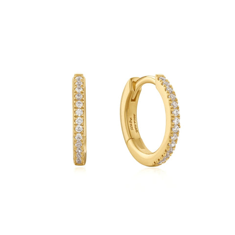 Gold Classic Pavé Huggies