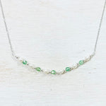Sterling Silver Green Crystal and Pearl Necklace