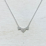 Sterling Silver Triple CZ Heart Necklace