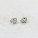 Sterling Silver CZ Teardrop Halo Studs