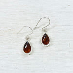 Sterling Silver Amber Teardrop Earrings
