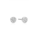 Ania Haie Silver Small Pave Disc Stud Earrings