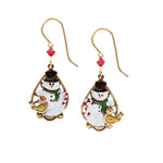 Silver Forest Christmas Snowman Earrings