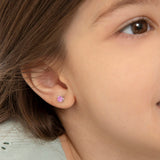 Sterling Silver Pink CZ Stud Earrings- 4mm