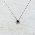 Sterling Silver Dark Pink CZ Necklace