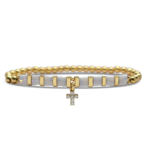 Cross Tila Beaded Bracelet