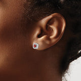 Sterling Silver CZ January Square Stud Earrings