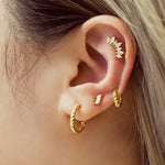 Gold Textured Medium Huggie Hoops