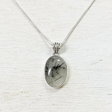 Sterling Silver Black Rutile Necklace