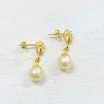 Sterling Silver Gold Plated Pearl Dangle Earrings