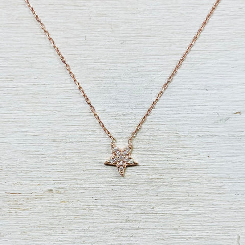 Sterling Silver Rose Gold Star Necklace