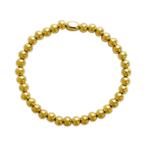 Isla Gold Plain Ball Stretch Bracelet- 6mm