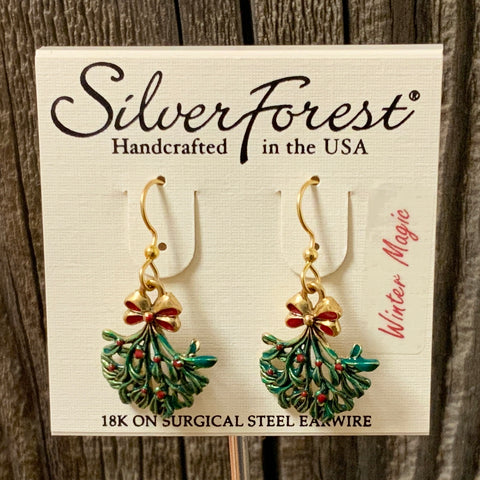 Silver Forest Mistletoe Earrings
