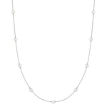 Silver Shell Pearl Station Necklace