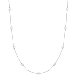 Silver Shell Pearl Station Necklace