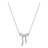 Sterling Silver Pave “Tied Together” Bow Necklace