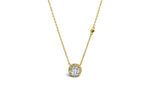 Sterling Silver Gold Plated Round Solitaire Halo Necklace