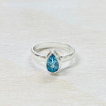 Sterling Silver Teardrop Blue Topaz Ring- Size 7
