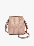 Rain Woven Herringbone Bucket Bag- Light Mauve
