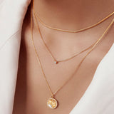 Gold Round Solitaire CZ Necklace