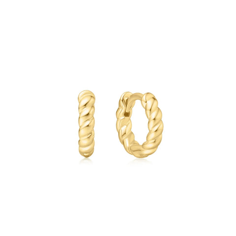 Gold Textured Small Huggie Hoops